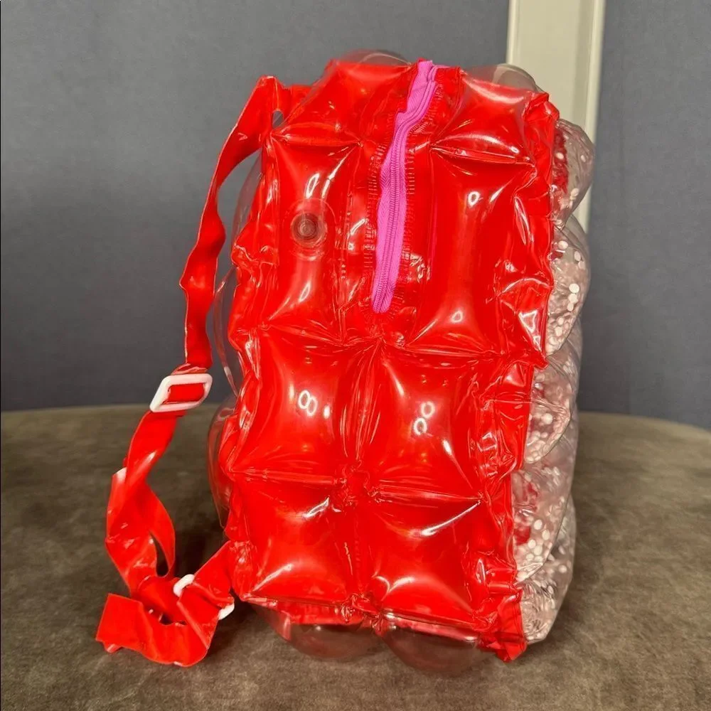 Red Inflatable Bubble BackPack Foam Ball New in Packaging One Size